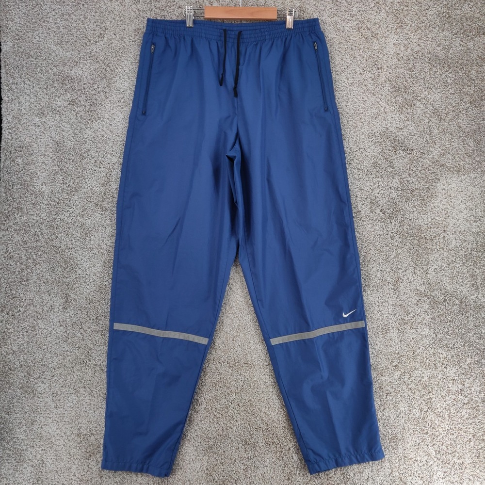 Vintage Nike Pants Mens Large Blue Unlined Track Warmup Jogger Ankle Zip Y2k